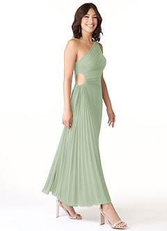 Azazie Kirra Jurken voor bruidsmeisjes Jurk van Chiffon met A-Lijn One-Shoulder Stoffige Salie image3