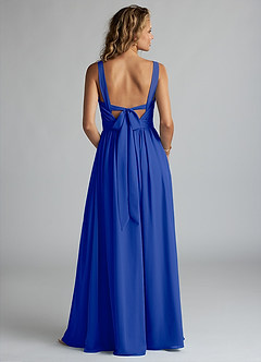 Azazie Aziza Bridesmaid Dresses Royal Blue A-Line V-Neck Pleated Chiffon Dress image4