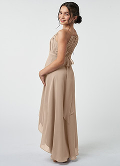 Azazie Oaklynn Junior Taupe A-Line Pleated Chiffon Dress image5