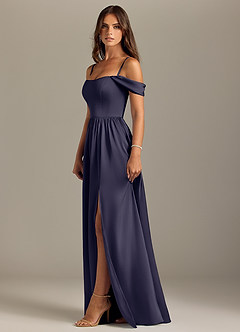 Azazie Calianna Bridesmaid Dresses Stormy A-Line Off the Shoulder Stretch Satin Convertible Dress image6