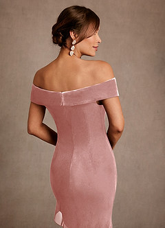 Azazie Billings vestidos de madre de la novia Vestido de Rosa Polvorienta de terciopelo de Corte Sirena con Vestidos sin tirantes image6