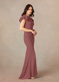 Azazie Peppermint Mother of the Bride Dresses Desert Rose Mermaid Scoop Ruched Stretch Crepe Dress image2