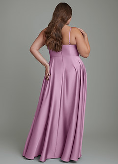 Azazie Elle Robes de demoiselle d'honneur Robe Trapèze en Satin extensible Plissé Glycine image9