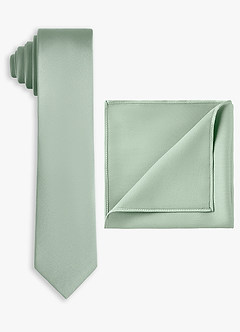 Stretch Satin Skinny Tie and Pocket Square Set