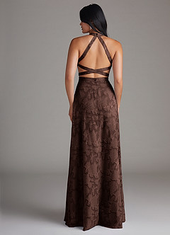 Azazie Clarice Brautjungfernkleider A-Linie Seitliche Cut-Outs Blumen-Burnout Kleid Ganache image2