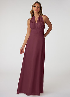 Azazie Fifi Bridesmaid Dresses Cabernet A-Line Strapless Chiffon Convertible Dress image2