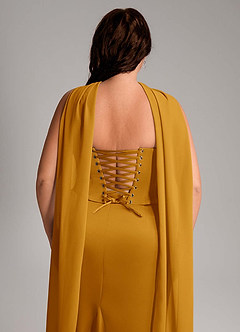 Azazie Sorrel Bridesmaid Dresses Butterscotch Mermaid Strapless Stretch Satin Convertible Dress image14