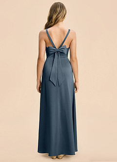 Azazie Astyn Junior Twilight Sheath Pleated Stretch Satin Dress image2