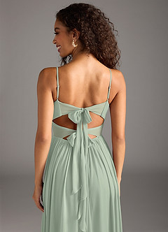 Azazie Zeya Bridesmaid Dresses Dusty Sage A-Line Pleated Mesh Dress image8