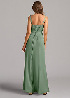 Azazie Amaris Brautjungfernkleider A-Linie Korsett Stretch-Satin Kleid Matcha image3