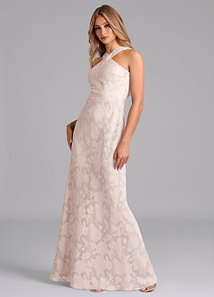 Azazie Doretta Bridesmaid Dresses Blushing Pink Mermaid Pleated Floral Burnout Dress image4