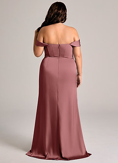 Azazie Johana Brudtärnklänningar Klä av Sjöjungfru i Stretch Satin Av axeln Ametist Konvertibel image9