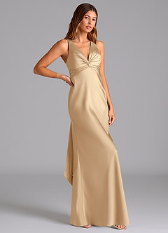 Azazie Hati Brudtärnklänningar Klä av Sjöjungfru i Stretch Satin Champagne image1