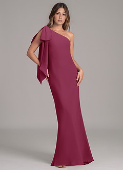 Azazie Capri Bridesmaid Dresses Mulberry A-Line One Shoulder Chiffon Dress image1