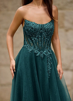 Brilliance Dark Green Glitter Prom Dress image5
