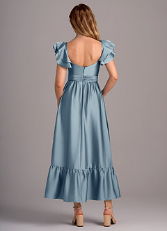 Azazie Anaya Bridesmaid Dresses Dusty Blue A-Line Sweetheart Neckline Stretch Satin Convertible Dress image2