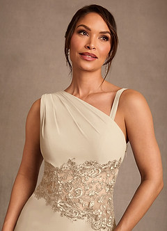 Azazie Kathie Mère de la mariée Robes Robe Sirène en Mousseline de soie Dentelle Champagne image4
