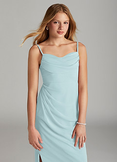 Azazie Mai Junior Mist Sheath Pleated Chiffon Dress image5