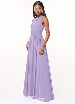Azazie Harper Brautjungfernkleider A-Linie Plissee Chiffon Kleid Flieder image3