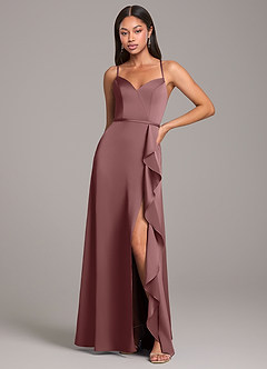 Azazie Naeem Bridesmaid Dresses Vintage Mauve A-Line Stretch Satin Dress image1