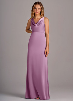 Azazie Wrenlee Bridesmaid Dresses Wisteria A-Line Stretch Satin Dress image6