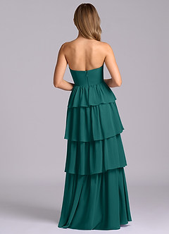 Azazie Faye Robes de demoiselle d'honneur Robe Trapèze en Mousseline de soie Encolure en Forme de Cœur Paon image7