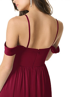 Azazie Morana Bridesmaid Dresses Burgundy A-Line Off the Shoulder Stretch Satin Convertible Dress image9