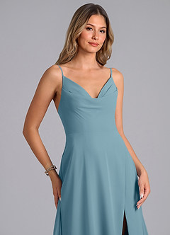 Azazie Sarella Jurken voor bruidsmeisjes Jurk van Chiffon met A-Lijn met Zakken Mystiek Blauw image5