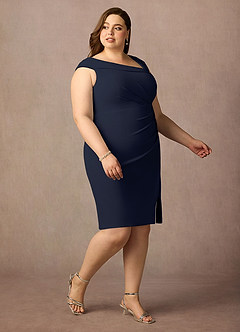 Azazie Cecily Mother of the Bride Dresses Dark Navy Sheath Stretch Crepe Dress image10