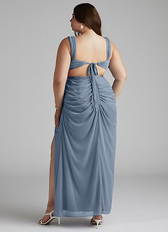 Azazie Jesaphine Robes de demoiselle d'honneur Robe Fourreau en Maille Ruché Violet Crépusculaire image10