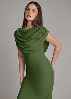 Azazie Hadley Bridesmaid Dresses Olive Mermaid Pleated Chiffon Dress image6