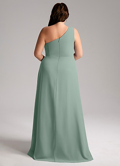 Azazie Brooke Bridesmaid Dresses Silver Sage A-Line One Shoulder Chiffon Dress image9