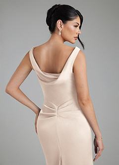Azazie Spencer Brautjungfernkleider Meerjungfrau-Linie Plissee Stretch-Satin Kleid Alabaster Weiß image8