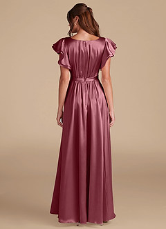 Azazie Daphne Modest Bridesmaid Dresses A-Line Ruched Metallic Satin Floor-Length Dress image2