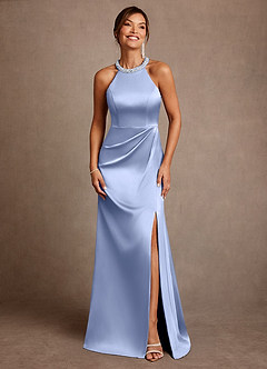 Azazie Lawrence Mother of the Bride Dresses Ice A-Line Pleated Stretch Satin Dress image1