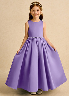 Azazie Daisies Flower Girl Dresses Tahiti Ball-Gown Bow Matte Satin Dress image5