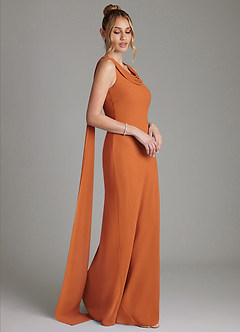 Azazie Jaya Robes de demoiselle d'honneur Robe Fourreau en Mousseline de soie Plissée Cannelle image4