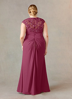 Azazie Birdie Mother of the Bride Dresses Mulberry A-Line Queen Anne Sequins Chiffon Dress image8