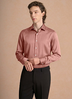 front Julian Rosette Stretch Satin Dress Shirt
