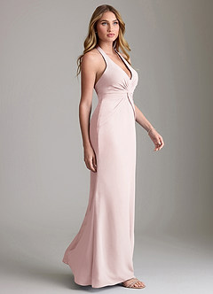 Azazie Valerie Bridesmaid Dresses Blushing Pink Mermaid Pleated Chiffon Dress image4