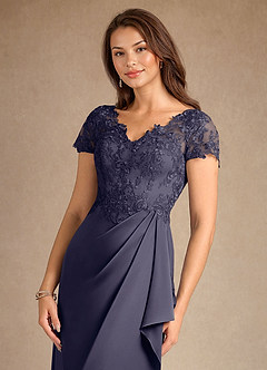 Azazie Santa Ana Mother of the Bride Dresses Stormy A-Line Lace Stretch Satin Dress image8
