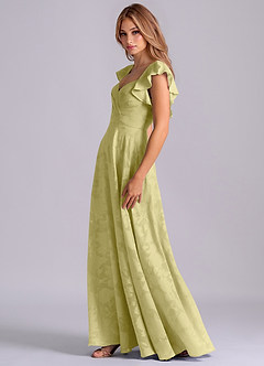 Azazie Leilani Bridesmaid Dresses Lemon Sorbet A-Line Sweetheart Neckline Floral Burnout Dress image5