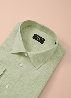 front Elliot Dusty Sage 100% Linen Dress Shirt