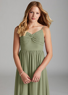 Azazie Zeya Junior Pistachio A-Line Chiffon Dress image6