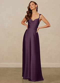 Christian Siriano Bridal for Azazie 1001 Brautjungfernkleider A-Linie Herzausschnitt Stretch-Satin Kleid Pflaume image3