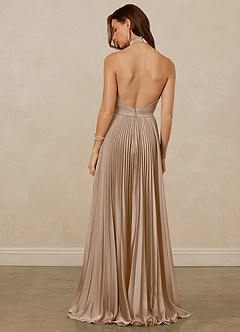 Christian Siriano Bridal for Azazie 1007 Bridesmaid Dresses Taupe A-Line Pleated Stretch Satin Dress image6