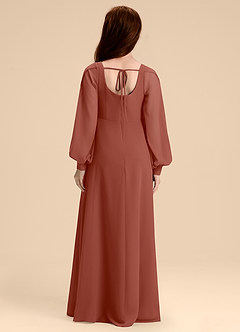 Azazie Bondi Junior Auburn A-Line Blouson Chiffon Dress image2