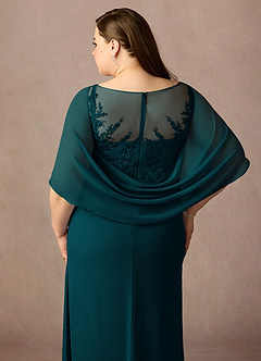 Azazie Hera vestidos de madre de la novia Vestido de Pino de Gasa de Corte En A con Capa de encaje image12