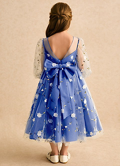Azazie Elowen Flower Girl Dresses Royal Blue A-Line Sweetheart Neckline Lace Dress image2