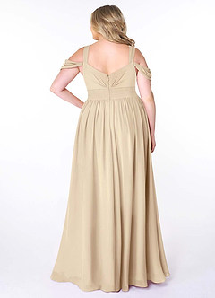 Azazie Lianne Bridesmaid Dresses Champagne A-Line Off the Shoulder Chiffon Dress image9